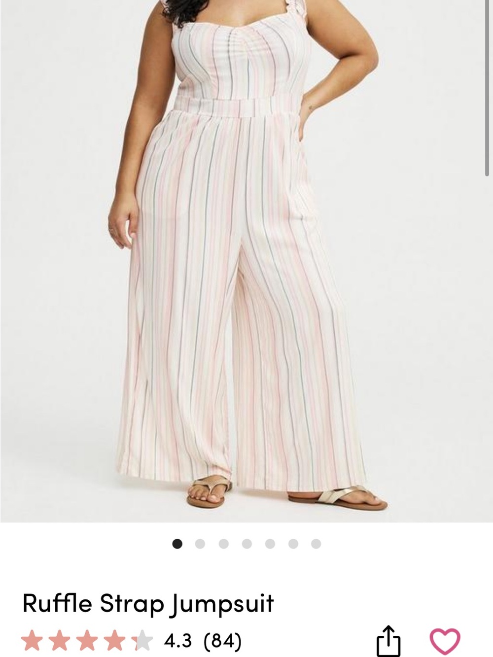 Torrid Stretch Challis Ruffle Strap Jumpsuit “Casey Stripe Ivory”